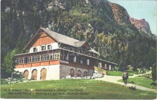 1917 Tátra, Magas-Tátra, Vysoké Tatry; Közép-orom a Zerge szállóval. Paul Bender / Mittelgrad mit dem Gemse Hotel / chalet, tourist hotel