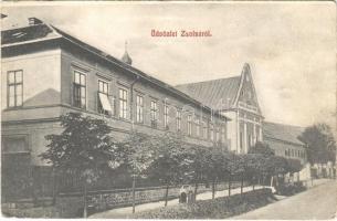1908 Zsolna, Zilina; utca, iskola. Frankl és Plesz kiadása / street view, school (fl)
