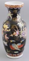 Kínai porcelán váza, kézzel festett, jelzett, kis kopásokkal, m: 36 cm