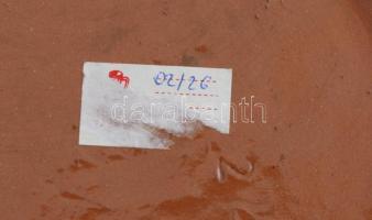 Kerámia fali tál, mázas, kézzel festett, jelzés nélkül, formaszámmal, hibátlan, d: 26,5 cm