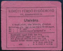 cca 1910-1920 Körúti Fürdő és Gőzmosó utalványa, a hátoldalán Báró Hirsch Mór Egyesület bélyegzéssel, 5x7 cm
