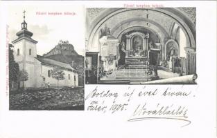 1905 Füzér, Füzérkomlós; templom külseje és belseje, Rákóczi vár. Nyulászi Béla kiadása