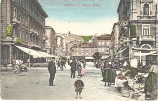 Fiume, Rijeka; Piazza Dante, Cafe and Hotel Europa, market / tér, piac, szálloda és kávéház. W.L. Bp. 3848-1910 Celestine Mayer