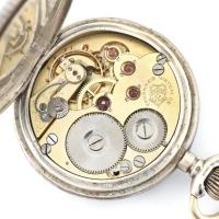 Niellos ezüst (Ag) tokos, arany betétes zsebóra szép állapotú IWC számlappal, Tavannes szerkezettel....