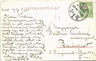 1907 Arad, Thököly tér, Román templom átépítés alatt, Schumann M. üzlete. W. L. 517. / square, Roman...