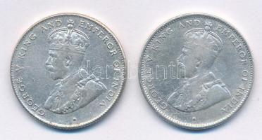 Ceylon 1917-1919B 50c Ag (2xklf) T:2-
Ceylon 1917-1919B 50 Cents Ag (2xdiff) C:VF
Krause KM# 109, ...