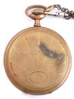 Braunswetter János, Szeged. Jelzett zsebóra. hibátlan számlappal, réz tokkal, fém lánccal. Működő sz...