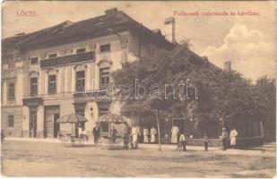 1918 Lőcse, Levoca; Pollacsek féle cukrászda és kávéház, Szepesi Takarékpénztár, üzlet / café, confectionery, pastry shop, savings bank (Rb)