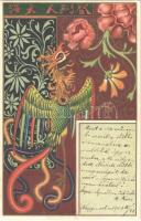1903 Chinese art postcard. Serie 969. China Malerei. 6. Dess. K. & B.D. Art Nouveau, litho (EK)