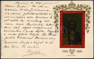 1898 Levelezőlap II. Vilmos császár képével, amit Szegedy-Maszák Zsuzsannának, Barabás Miklós festő unokájának írt a bátyja
