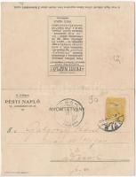 1903 Pesti Napló szecessziós litho kinyitható reklám képeslapja. Budapest, Andrássy út 27. 1904-es n...