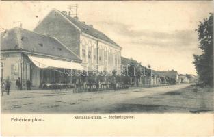1906 Fehértemplom, Ung. Weisskirchen, Bela Crkva; Stefánia utca, vendéglő és kávéház Wien (?) / street, restaurant and cafe (Rb)
