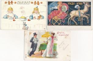 24 db RÉGI motívum képeslap vegyes minőségben, pár lithoval / 24 pre-1945 motive postcards in mixed ...