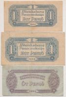 1944. 1P-100P "A Vörös Hadsereg Parancsnoksága" (6xklf), közte kétféle 1p T:III,III-