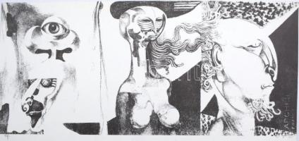 Szász Endre (1926-2003): Alakok. Nyomat, papír, jelzett, 26,5×59,5 cm