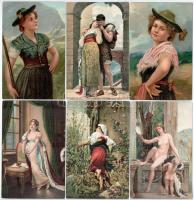 58 db RÉGI használatlan Stengel litho művész motívum képeslap jobb állapotban: erotikus lapok is / 5...