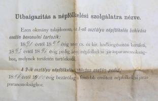 1890 Díszes, gazdagon illusztrált, címeres katonai végelbocsátó-levél a m. kir. szabadkai 6.-ik honv...