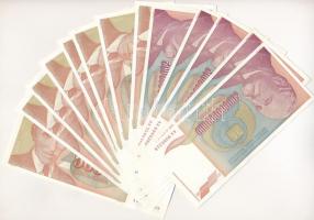 Jugoszlávia 1993. 5000D (10x) sorszámkövetők, hullámos papír + 1993. 500.000.000.000D (5x) T:I-,II Yugoslavia 1993. 5000 Dinara (10x) sequential serials, wavy paper + 1993. 500.000.000.000D (5x) C:AU,XF
