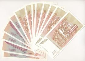 Jugoszlávia 1993. 5000D (10x) sorszámkövetők, hullámos papír + 1993. 500.000.000.000D (5x) T:I-,II
...