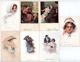 12 db RÉGI művész motívum képeslap: amerikai hölgyek / 12 pre-1945 art motive postcards: American ladies