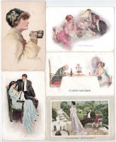 12 db RÉGI művész motívum képeslap: amerikai hölgyek / 12 pre-1945 art motive postcards: American la...