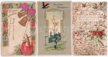 15 db RÉGI motívum képeslap vegyes minőségben: dombornyomott és litho üdvözlő / 15 pre-1945 motive p...