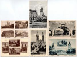 11 db RÉGI magyar város képeslap: Hősök szobra / 11 pre-1945 Hungarian town-view postcards: heroes statue