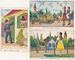 3 db RÉGI magyar katonai motívum képeslap / 3 pre-1945 Hungarian military motive postcards