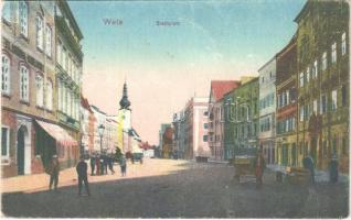 1918 Wels, Stadtplatz / square, street view, shops (EK)