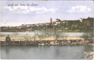 1915 Enns, general view + "Militärpflege K.u.K. Reservespital Enns"