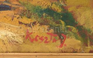 Koszta J. jelzéssel: Földmunkás. Olaj, vászon. Dekoratív fa keretben. 61x80 cm