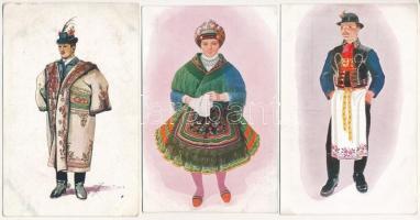 10 db RÉGI magyar folklór motívum képeslap / 10 pre-1945 Hungarian folklore motive postcards