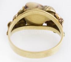 14k Arany (Au) gyöngyfogas (grandlis) vadász gyűrű, jelzett, bruttó: 8,31 g, m: 70