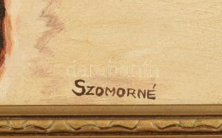 Szomorné jelzéssel: Téli táj. Olaj, vászon. Dekoratív, sérült blondel keretben. 51x39,5 cm