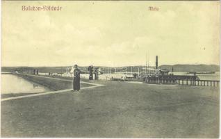 1912 Balatonföldvár, móló, gőzhajó. Gerenday Gyula kiadása