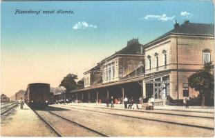 1926 Füzesabony, vasútállomás, vonat + FÜZESABONY P.U.