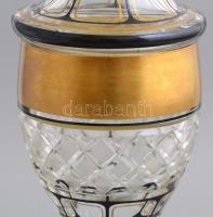 Talpas, fedeles, festett, aranyozott ólomkristály emlékpohár, metszett, hámozott, kis karcolásokkal,...