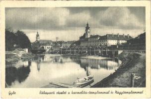 1949 Győr, Rábaparti részlet a karmelita templommal és nagytemplommal  (EK)