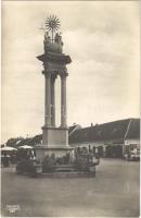 1929 Mohács, Szentháromság szobor, Reberits Lajos, Kovács Imre, Spiller Mór üzlete, piac