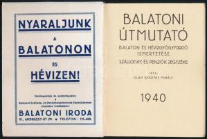 1940 Balaton útmutató. Balaton és Hévízgyógyfürdő ismertetése. Szállodák és penziók jegyzékével. Sze...