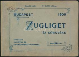 1906 Budapest Zugliget és környéke, útmutató 40 képpel és 3 színű turistatérképpel, javított borítóval, 63p