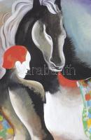 Kádár Béla jelzéssel: Ló és lovas. Olaj, papír. 85x66 cm