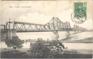 1906 Hanoi, Pont Doumer / railway bridge, locomotive, train. TCV card