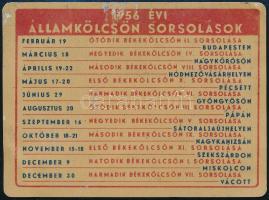 1956 Országos Takarékpénztár fém kártyanaptár, kis kopásnyomokkal