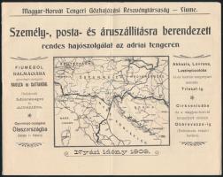 1909 Magyar-Horvát Tengeri Gőzhajózási Részvénytársaság Fiume, adriai szolgálat, nyári idény hajómenetrend