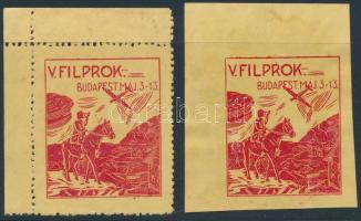 1935 V. Filprok 2 db ritka levélzáró, fogazott és vágott kiadás
