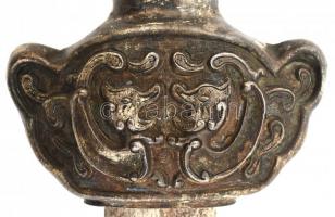 Nagy méretű kard, pallos. Kína, XX, sz, közepe. Gazdagon díszített, fém markolat, fém borítással, je...