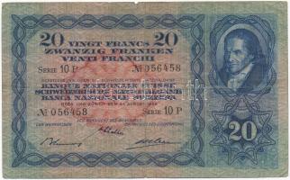 Svájc 1938. 20Fr T:III kis szakadás Switzerland 1938. 20 Francs C:F small tear Krause 39.h