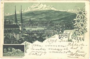 1898 (Vorläufer) Lucerne, Luzern; Gebr. Metz Kunstverlag Art Nouveau, floral, litho (EK)