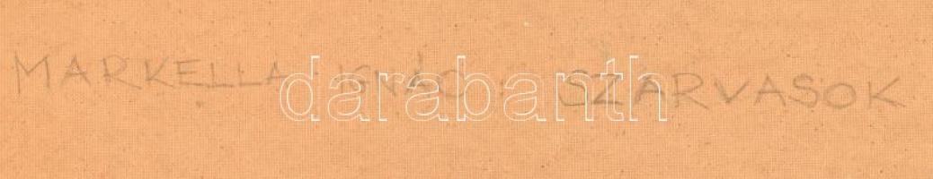 Markella Ignác (?-): Szarvasok. Olaj, farost, hátoldalán autográf felirattal. Dekoratív, sérült fa k...